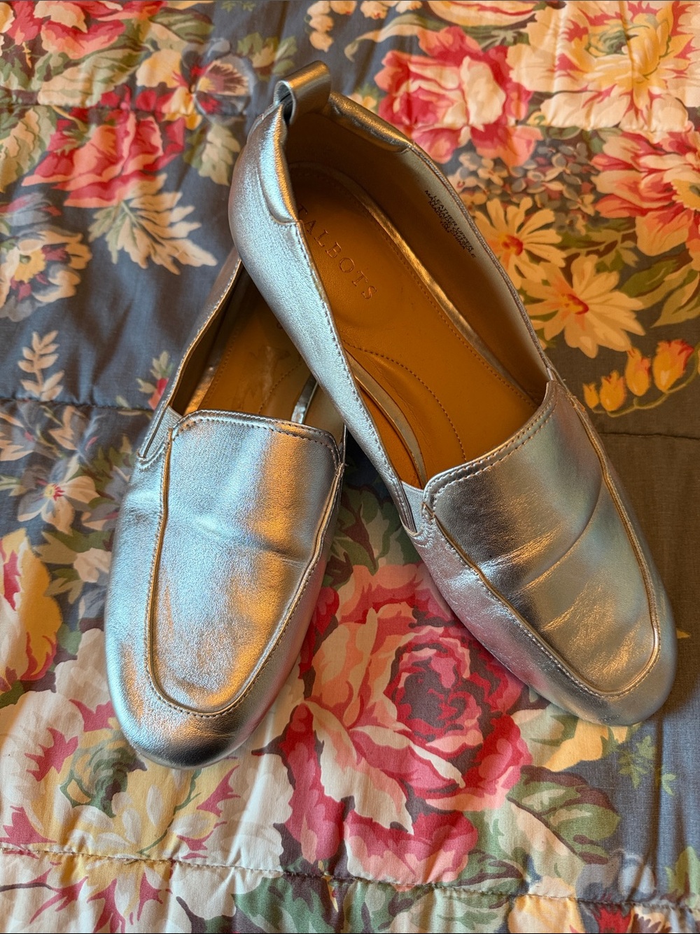 Talbots Metallic Silver Women's Leather Loafers